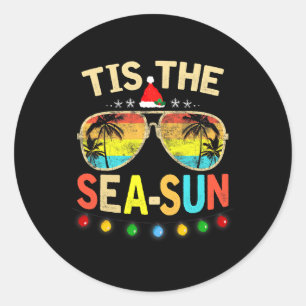 Dit is het Zee Sun Santa Beach Summer Kerstmis in  Ronde Sticker