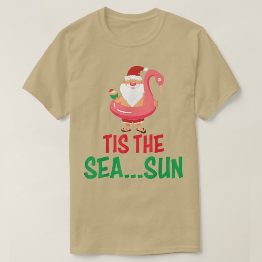 Dit is het Zee Sun Santa Flamingo Tube Coconut T-shirt (Design voorkant)