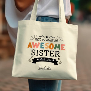 Dit is hoe een Geweldige zus eruit ziet Elegant Tote Bag