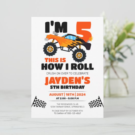 Dit is hoe ik de verjaardag van monstertruck-kinde kaart (Staand voorkant)