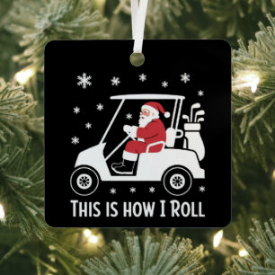 Dit is hoe ik grappige Kerstman op een golfkar rij Metalen Ornament