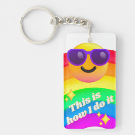 dit is hoe ik het koel doe met emoji rainbow sleutelhanger