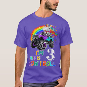 Dit is hoe ik Monster Truck 3rd Birthda kan rollen T-shirt