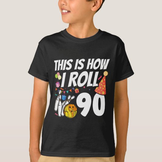Dit Is Hoe Ik Rol 90 Bowling 90ste Verjaardag T-shirt (Voorkant)