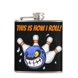 Dit is hoe ik rol, boze bowling, zwart heupfles