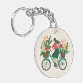 DIT IS HOE IK ROL Schattigee Bicycle Girl CUSTOM Sleutelhanger (Voorkant Links)