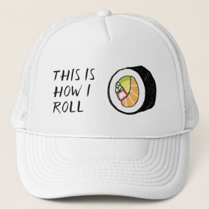 "Dit is hoe ik rol" Sushi Roll Illustration Cute Trucker Pet