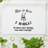 "Dit is hoe ik rol!" Wandelaar met Wielen (humor) Theedoek (Gevouwen)