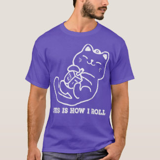 Dit is hoe ik Roll Dreidel Game Funny Jewish Cat M T-shirt