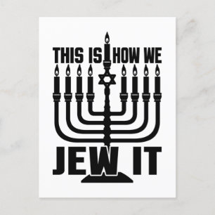 Dit is hoe we het joden, Menorah Jewish Holiday Gi Briefkaart