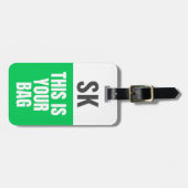 Dit is je tas | Aangepaste Initialen Bold Neon Gre Bagagelabel (Voorkant horizontaal)