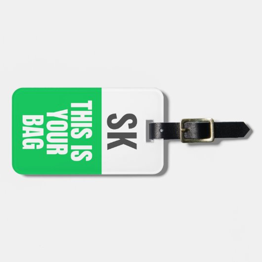 Dit is je tas | Aangepaste Initialen Bold Neon Gre Bagagelabel (Voorkant horizontaal)
