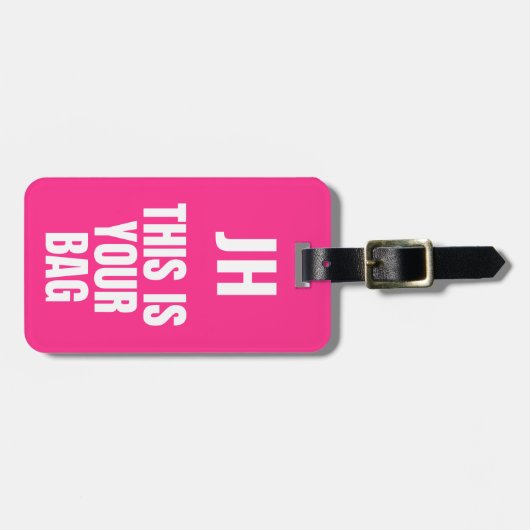 Dit is je tas | Aangepaste Initialen Bold Neon Pin Bagagelabel (Voorkant horizontaal)