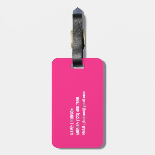 Dit is je tas | Aangepaste Initialen Bold Neon Pin Bagagelabel (Achterkant verticaal)