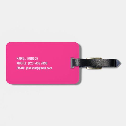 Dit is je tas | Aangepaste Initialen Bold Neon Pin Bagagelabel (Achterkant horizontaal)