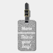 Dit is je tas Funny Glitter Silver Bagagelabel (Voorkant verticaal)