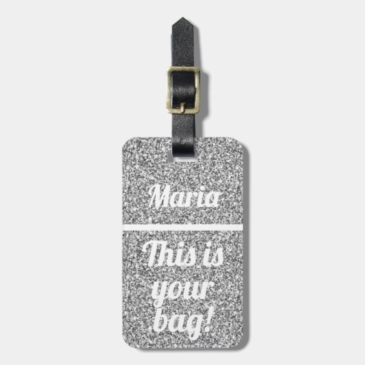 Dit is je tas Funny Glitter Silver Bagagelabel (Voorkant verticaal)