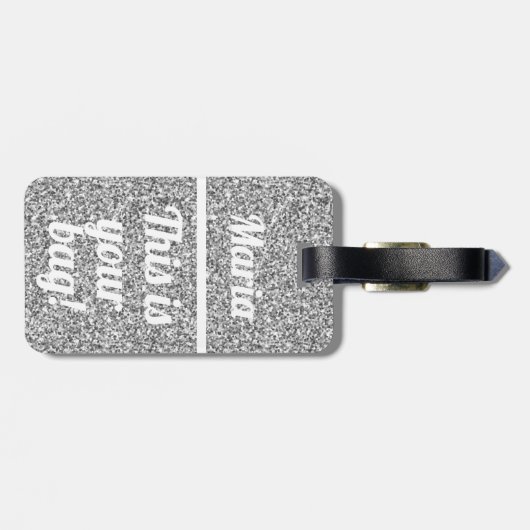Dit is je tas Funny Glitter Silver Bagagelabel (Achterkant horizontaal)