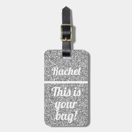 Dit is je tas Funny Silver Glitter Bagagelabel (Voorkant verticaal)