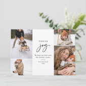 Dit is Joy Black and White Minimalist Multi-Photo Feestdagenkaart (Staand voorkant)