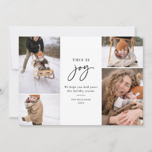 Dit is Joy Black and White Minimalist Multi-Photo Feestdagenkaart