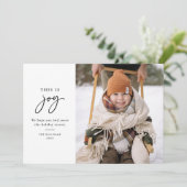 Dit is Joy Black White Minimalist Foto Feestdagenkaart (Staand voorkant)