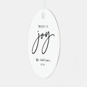 Dit is Joy Black White Photo Holiday Metalen Ornament (Voorkant links)