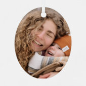 Dit is Joy Black White Photo Holiday Metalen Ornament (Achterkant)