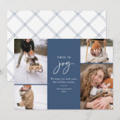 Dit is Joy Blue Minimalist Multi-Photo Feestdagenkaart (Voorkant / Achterkant)