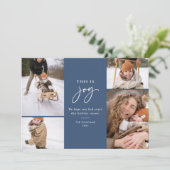 Dit is Joy Blue Minimalist Multi-Photo Feestdagenkaart (Staand voorkant)