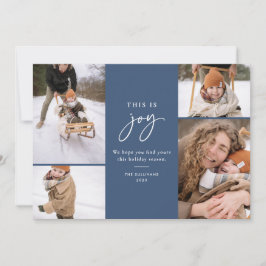 Dit is Joy Blue Minimalist Multi-Photo Feestdagenkaart