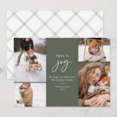 Dit is Joy Green Minimalist Multi-Photo Feestdagenkaart (Voorkant / Achterkant)