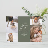 Dit is Joy Green Minimalist Multi-Photo Feestdagenkaart (Staand voorkant)