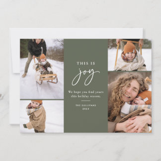 Dit is Joy Green Minimalist Multi-Photo Feestdagenkaart