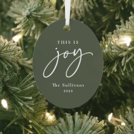 Dit is Joy Green Photo Holiday Metalen Ornament