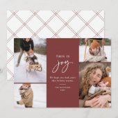 Dit is Joy Red Minimalist Multi-Photo Feestdagenkaart (Voorkant / Achterkant)