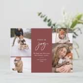 Dit is Joy Red Minimalist Multi-Photo Feestdagenkaart (Staand voorkant)