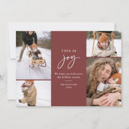 Dit is Joy Red Minimalist Multi-Photo Feestdagenkaart