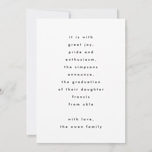 Dit is mij | Moderne AFSTUDEERDER Fade-tekst | Fot Aankondiging (Achterkant)