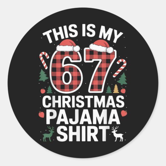 Dit Is Mijn 67 Kerst Pyjama Ronde Sticker (Voorkant)