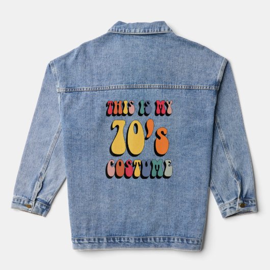 Dit is mijn 70s kostuum 1970s Groovy Peace Hallow Denim Jacket (Achterkant)