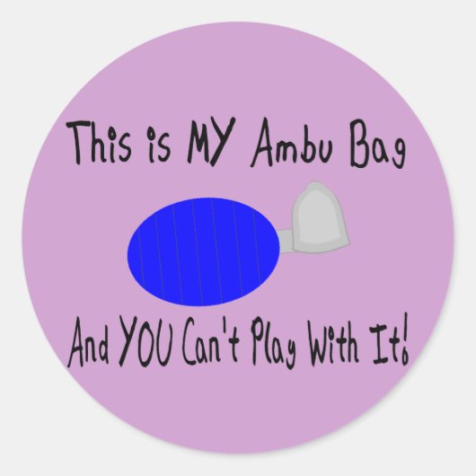 "Dit is MIJN Ambu Bag" — Ademhalingstherapeutische Ronde Sticker (Voorkant)