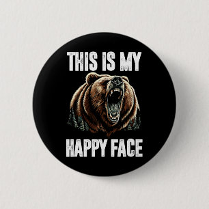 Dit is mijn blije gezicht Beer Funny Grizzly Fores Ronde Button 5,7 Cm