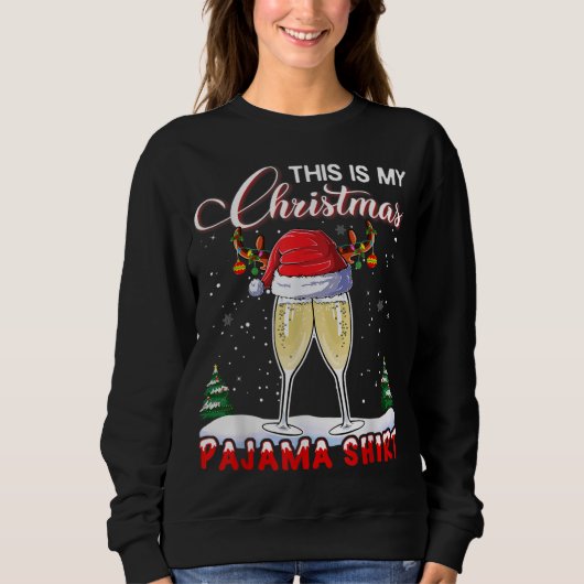 DIT IS MIJN CHRISTMAS Champagne Glass Pajama Trui (Voorkant)