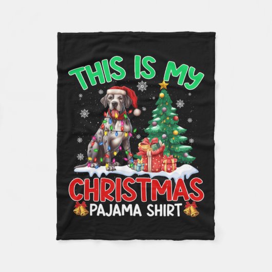 Dit is mijn Christmas Pajama Great Dane Hondenlief Fleece Deken (Voorkant)