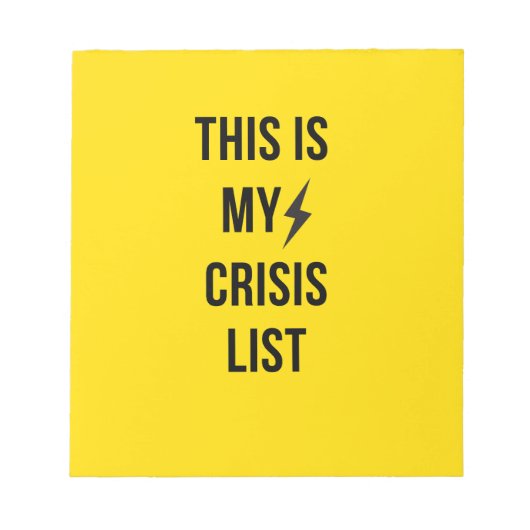 Dit is mijn Crisislijst™ – Bold Burnout-Core Notitieblok (Voorkant)