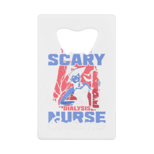 Dit is mijn eng dialyse verpleegkostuum Halloween. Creditkaart Flessenopener