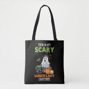 Dit is mijn enge Lunch Lady Ghost Halloween Tote Bag