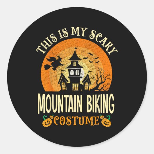 Dit is mijn enge mountainbikekostuum Halloween Ronde Sticker (Voorkant)