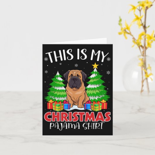 Dit is mijn Engelse mastiff dog XM voor kerstpyjam Kaart (Gele Bloem)